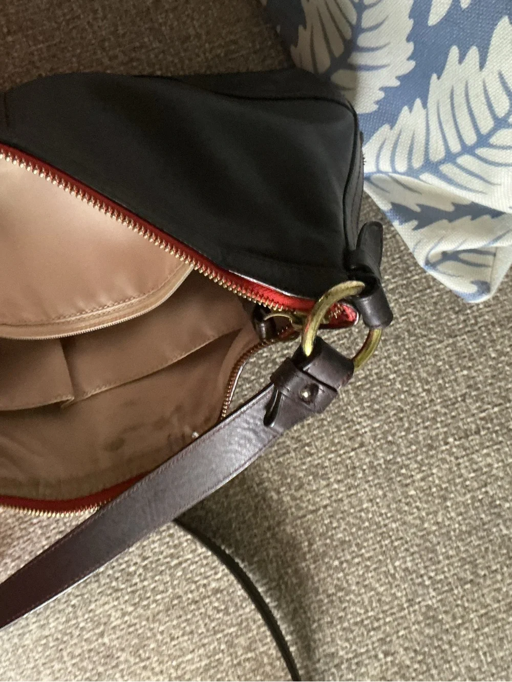 Coach black Leather Crossbody with orange Accents